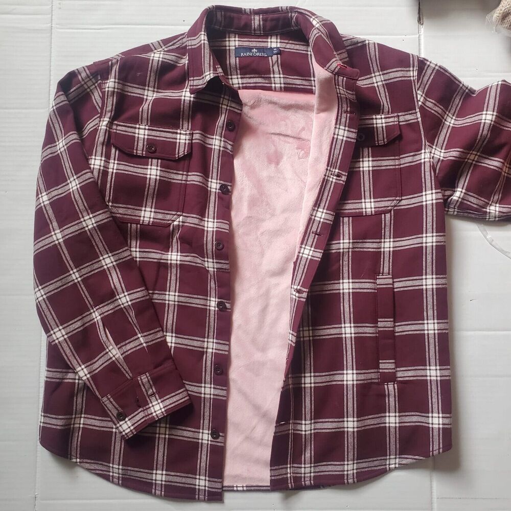 Rainforest Mens fleece-lined flannel shirt Size medium Msrp $89